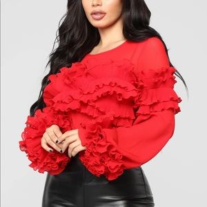 Fashion Nova Red Ruffle Top